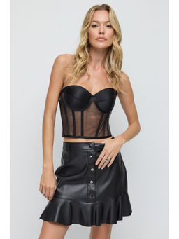 No Matter What - Black Sheer Corset Crop Top