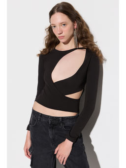 No Matter What - Black Cut Out Detailed Top