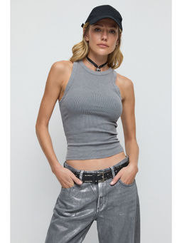 No Matter What - Grey Ribbed Tank Top