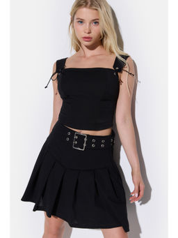 No Matter What - Black Eyelet Strap Crop Top