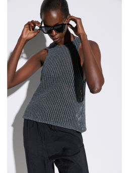 No Matter What - Grey Loose Knitted Sleeveless Round Neck Top