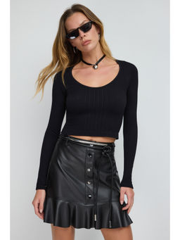 No Matter What - Black Seamless Long Sleeve Crop Top