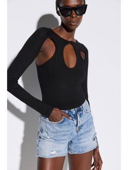 No Matter What - Black Cut-Out Detailed Crop Top