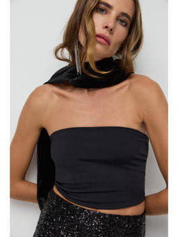 No Matter What - Black Bandeau Crop Top