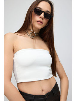 No Matter What - White Bandeau Crop Top
