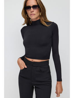 No Matter What - Black Back Cutout Crop Top