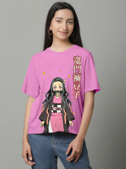 Free Authority - Official Demon Slayer Woman Graphic Short Sleeve Pure Cotton Regular Fit T-Shirt