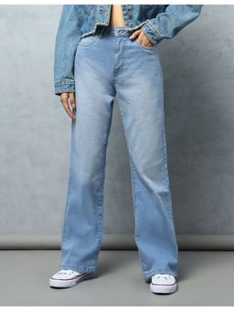 Flying Machine - Women Blue Cotton Solid Bootcut Jeans