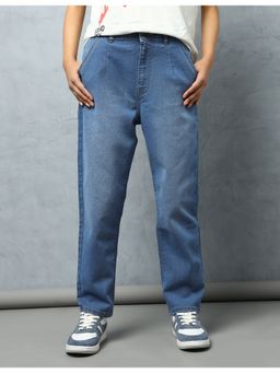 Flying Machine - Women Blue Cotton Solid Mom Jeans