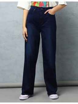 Flying Machine - Women Blue Cotton Solid Straight Jeans