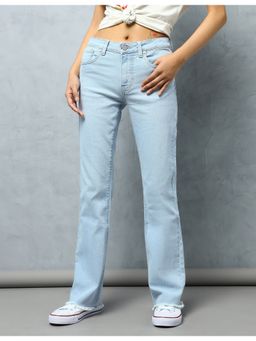 Flying Machine - Women Blue Cotton Solid Straight Jeans
