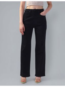 Flying Machine - Women Black Cotton Solid Straight Jeans