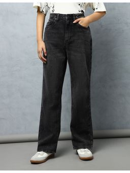 Flying Machine - Women Grey Cotton Solid Straight Jeans