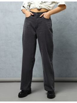 Flying Machine - Women Grey Cotton Solid Wide Jeans