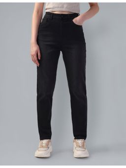 Flying Machine - Women Black Cotton Solid Tapered Jeans