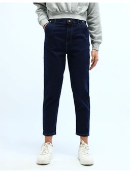 Flying Machine - Women Blue Cotton Solid Mom Jeans