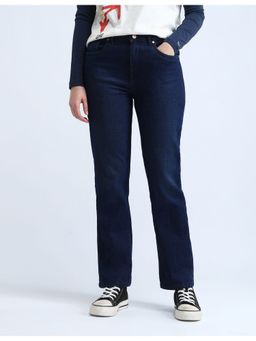 Flying Machine - Women Blue Cotton Solid Straight Jeans