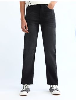 Flying Machine - Women Black Cotton Solid Straight Jeans