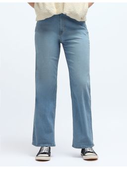 Flying Machine - Women Blue Cotton Solid Straight Jeans