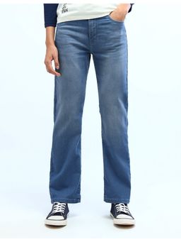 Flying Machine - Women Blue Cotton Solid Straight Jeans