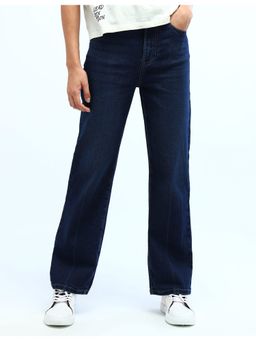 Flying Machine - Women Blue Cotton Solid Straight Jeans