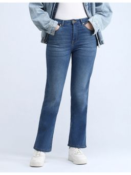 Flying Machine - Women Blue Cotton Solid Straight Jeans