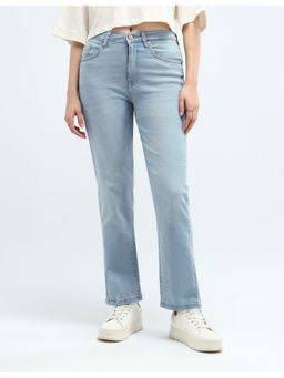 Flying Machine - Women Blue Cotton Solid Straight Jeans