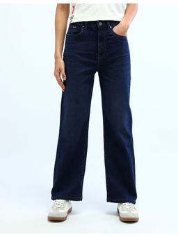 Flying Machine - Women Blue Cotton Solid Straight Jeans