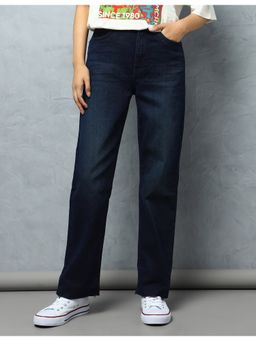 Flying Machine - Women Blue Cotton Solid Straight Jeans
