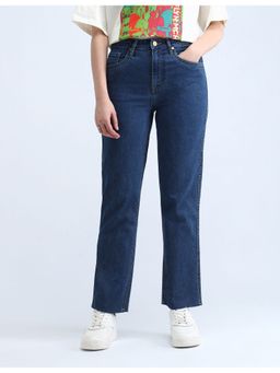 Flying Machine - Women Blue Cotton Solid Straight Jeans