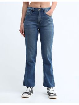 Flying Machine - Women Blue Cotton Solid Straight Jeans