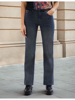 Flying Machine - Women Blue Cotton Solid Straight Jeans