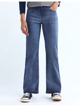 Flying Machine - Women Blue Cotton Solid Bootcut Jeans