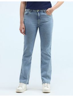 Flying Machine - Women Blue Cotton Solid Bootcut Jeans