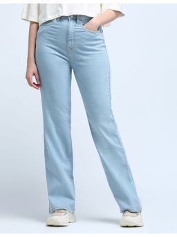 Flying Machine - Women Blue Cotton Solid Bootcut Jeans