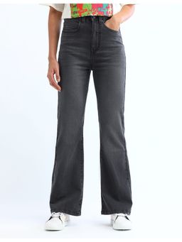 Flying Machine - Women Grey Cotton Solid Bootcut Jeans