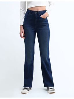 Flying Machine - Women Blue Cotton Solid Bootcut Jeans