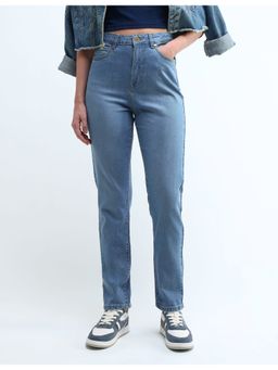 Flying Machine - Women Blue Cotton Solid Slim Jeans