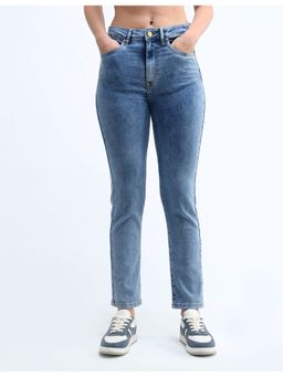Flying Machine - Women Blue Cotton Solid Slim Jeans