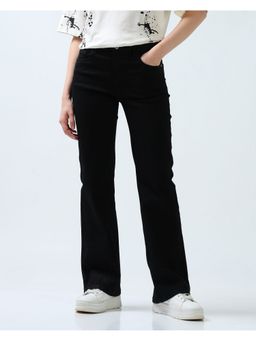Flying Machine - Women Black Cotton Solid Bootcut Jeans