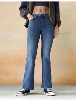 Flying Machine - Women Blue Cotton Solid Bootcut Jeans