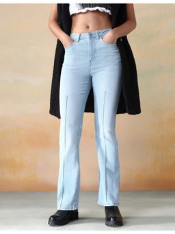 Flying Machine - Women Blue Cotton Solid Straight Jeans