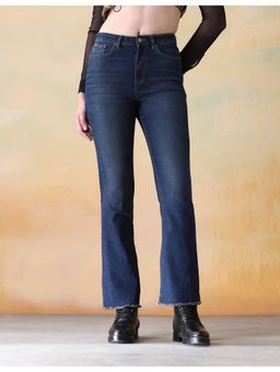 Flying Machine - Women Blue Cotton Solid Bootcut Jeans