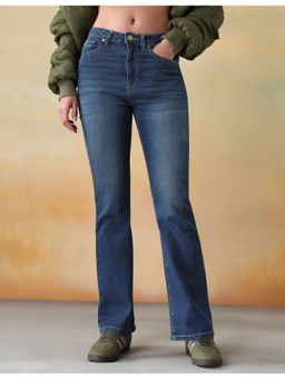 Flying Machine - Women Blue Cotton Solid Bootcut Jeans