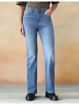 Flying Machine - Women Blue Cotton Solid Straight Jeans