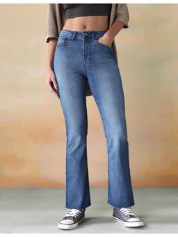 Flying Machine - Women Blue Cotton Solid Bootcut Jeans