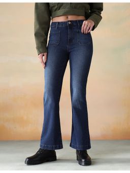 Flying Machine - Women Blue Cotton Solid Bootcut Jeans