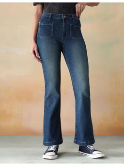 Flying Machine - Women Blue Cotton Solid Bootcut Jeans