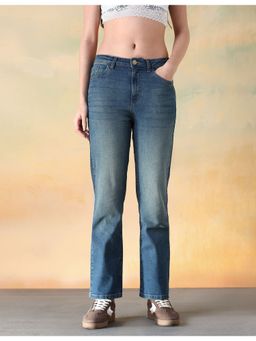 Flying Machine - Women Blue Cotton Solid Straight Jeans