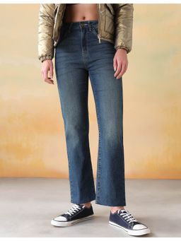 Flying Machine - Women Blue Cotton Solid Straight Jeans